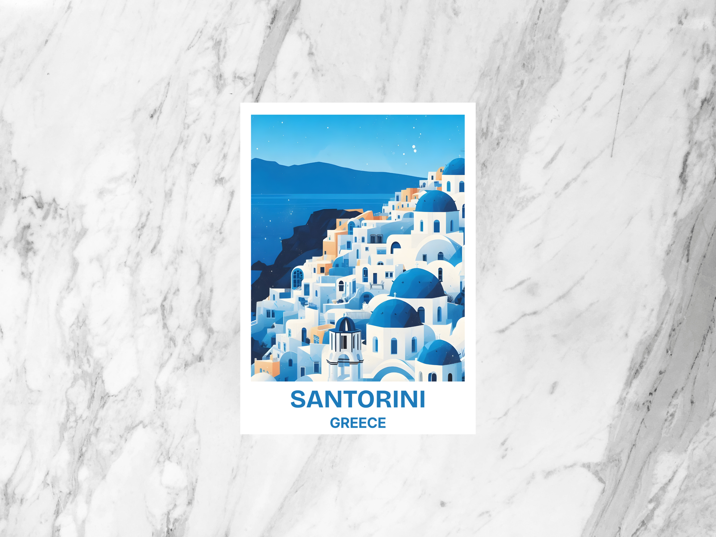 Santorini Postcard Greece Travel Souvenir Art Card Greek Island Collectible for Tourists, Honeymooners, and Travel Lovers