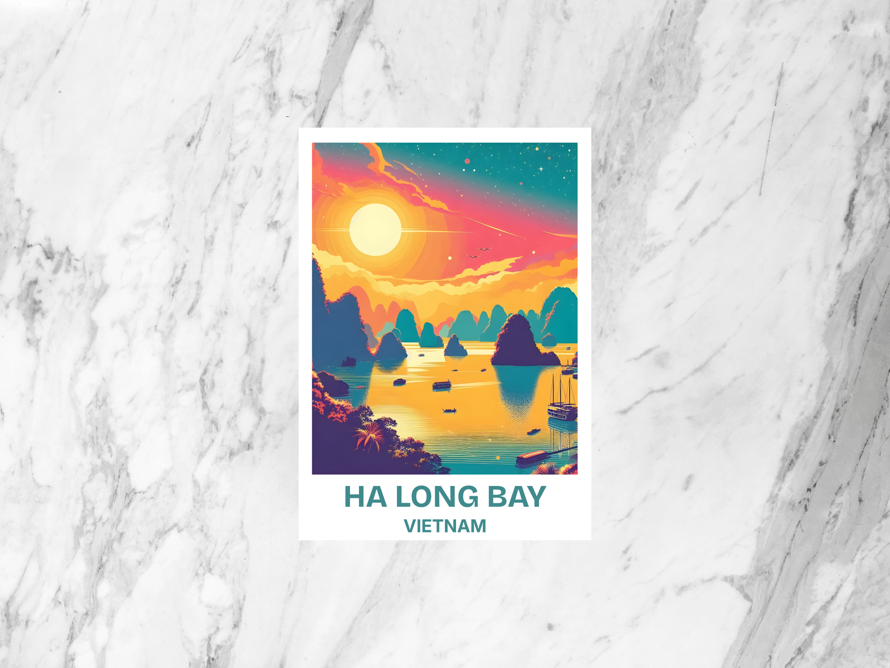 Vietnam Travel Postcard Ha Long Bay Travel Art Asia Travel Scrapbook Gift for Travelers South East Asia Holiday Postcards Asia Travel Diary