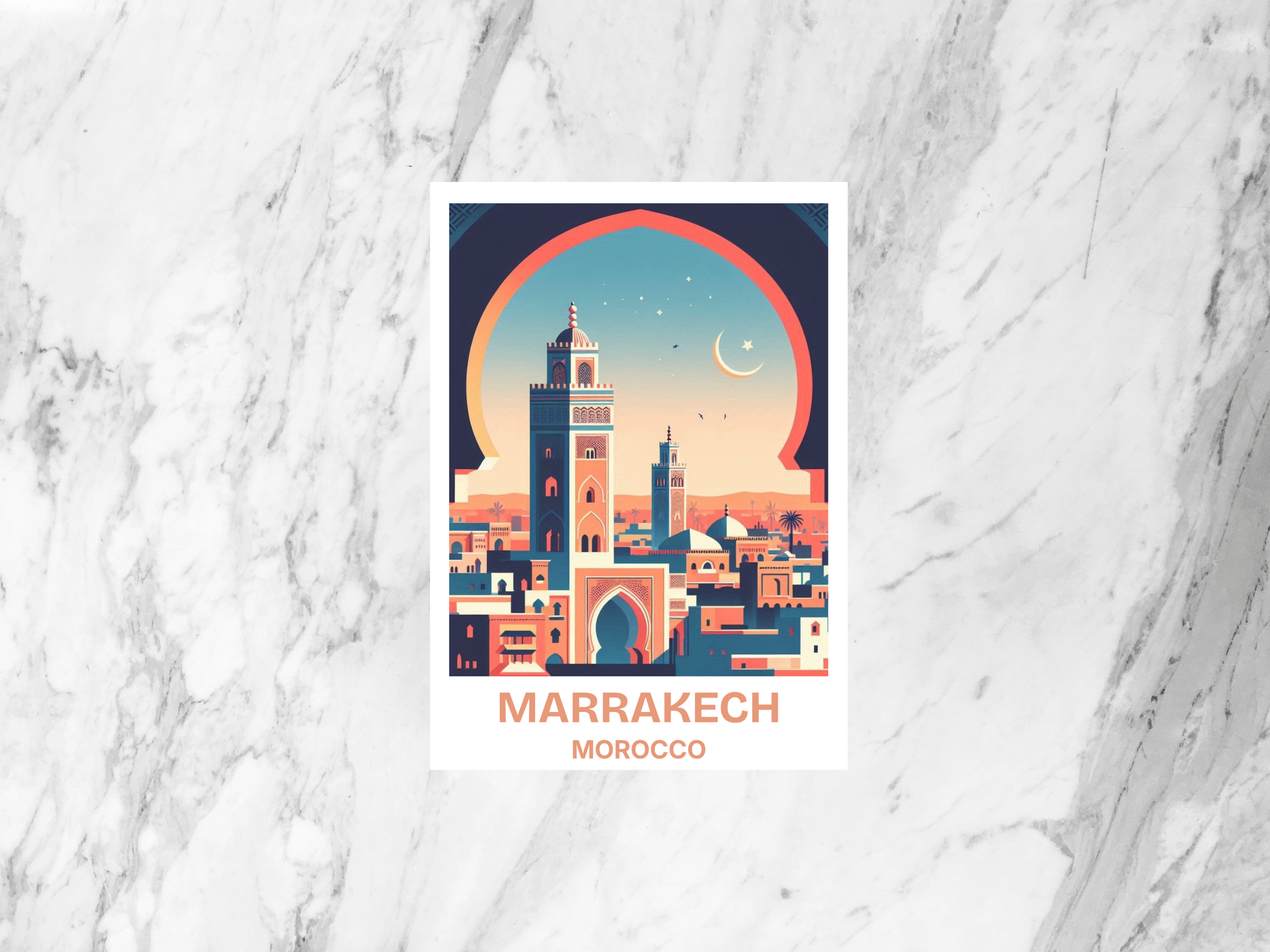 Marrakech Postcard Blank Morocco Holiday Postcard Print Gift for Traveler Travel Scrapbook Vintage Postcards Handmade Africa Postcard