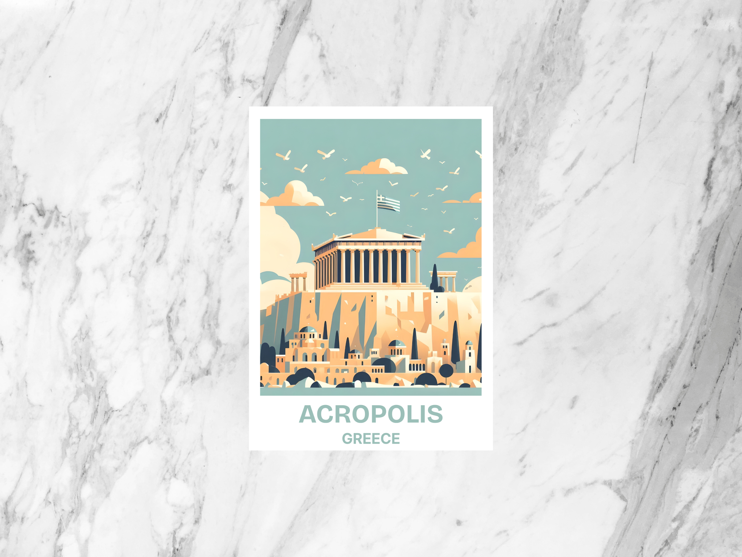 Acropolis Postcard Greece Summer Holiday Postcard Blank Travel Postcard Europe Vacation Keepsake Travel Diary Gift for Traveler