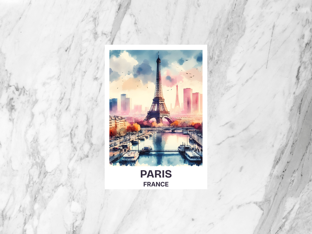 Eiffel Tower Painting Postcard France Watercolor Painting Paris Travel Planner Sticker Summer Vacation Memento Travel Stationary