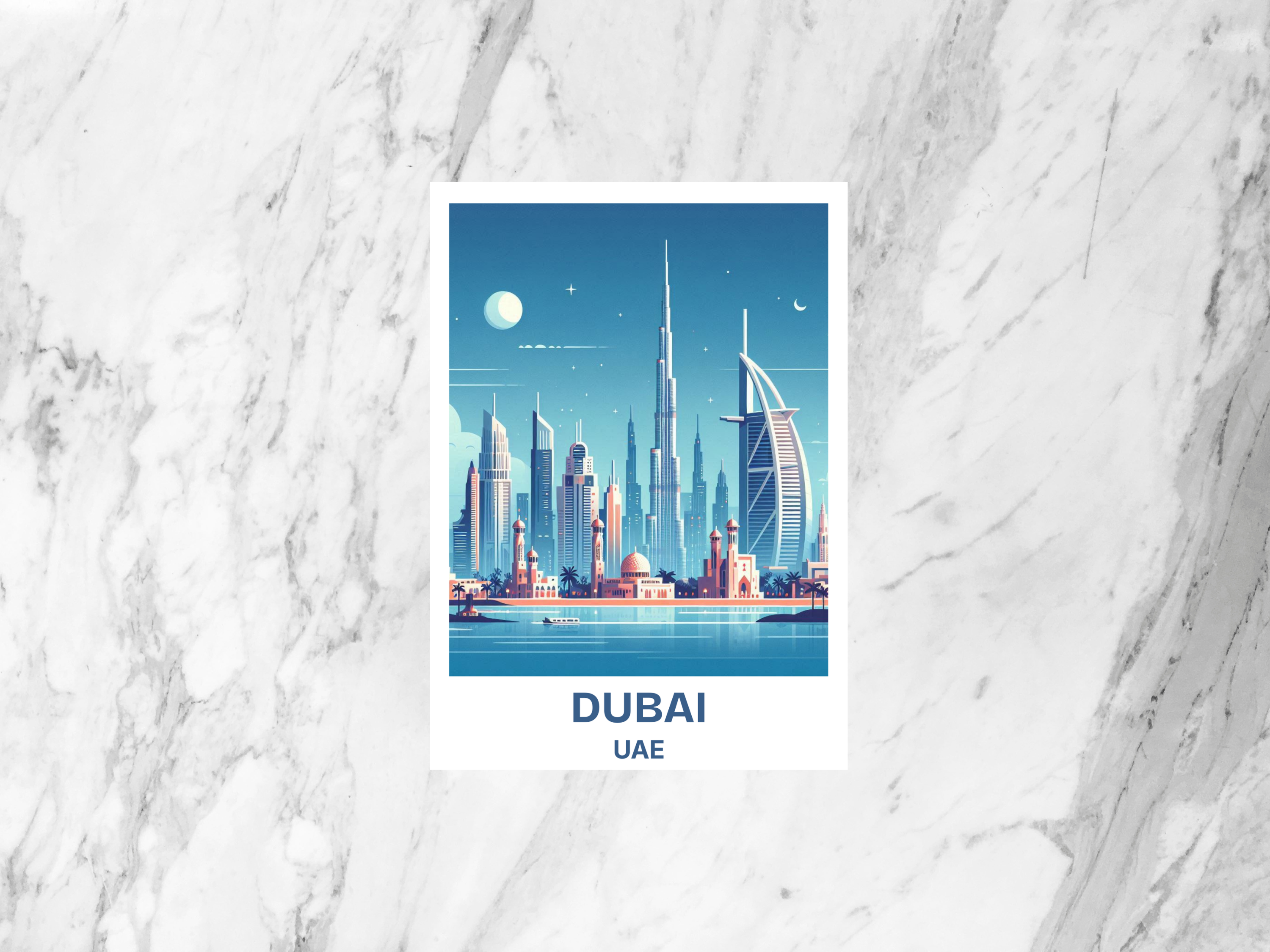 Blank Dubai Holiday Postcard Handmade Burj Khalifa Travel Postcard Travel Diary Keepsake Gift for Travelers Burj Al Arab Watercolor Postcard