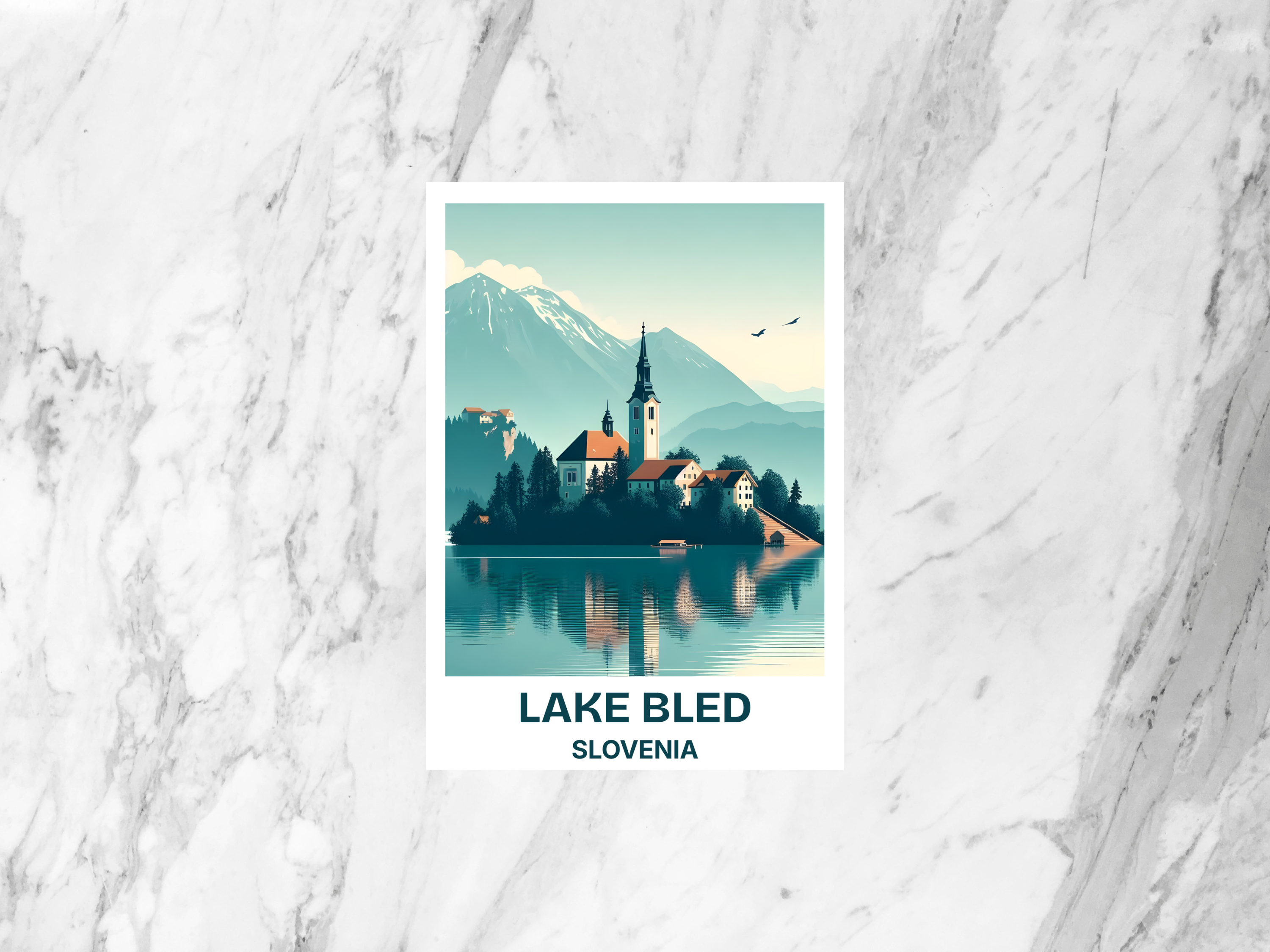 Lake Bled Travel Postcard Slovenia Summer Vacation Souvenir Travel Journal Stationary Europe City Portrait Print Postcard