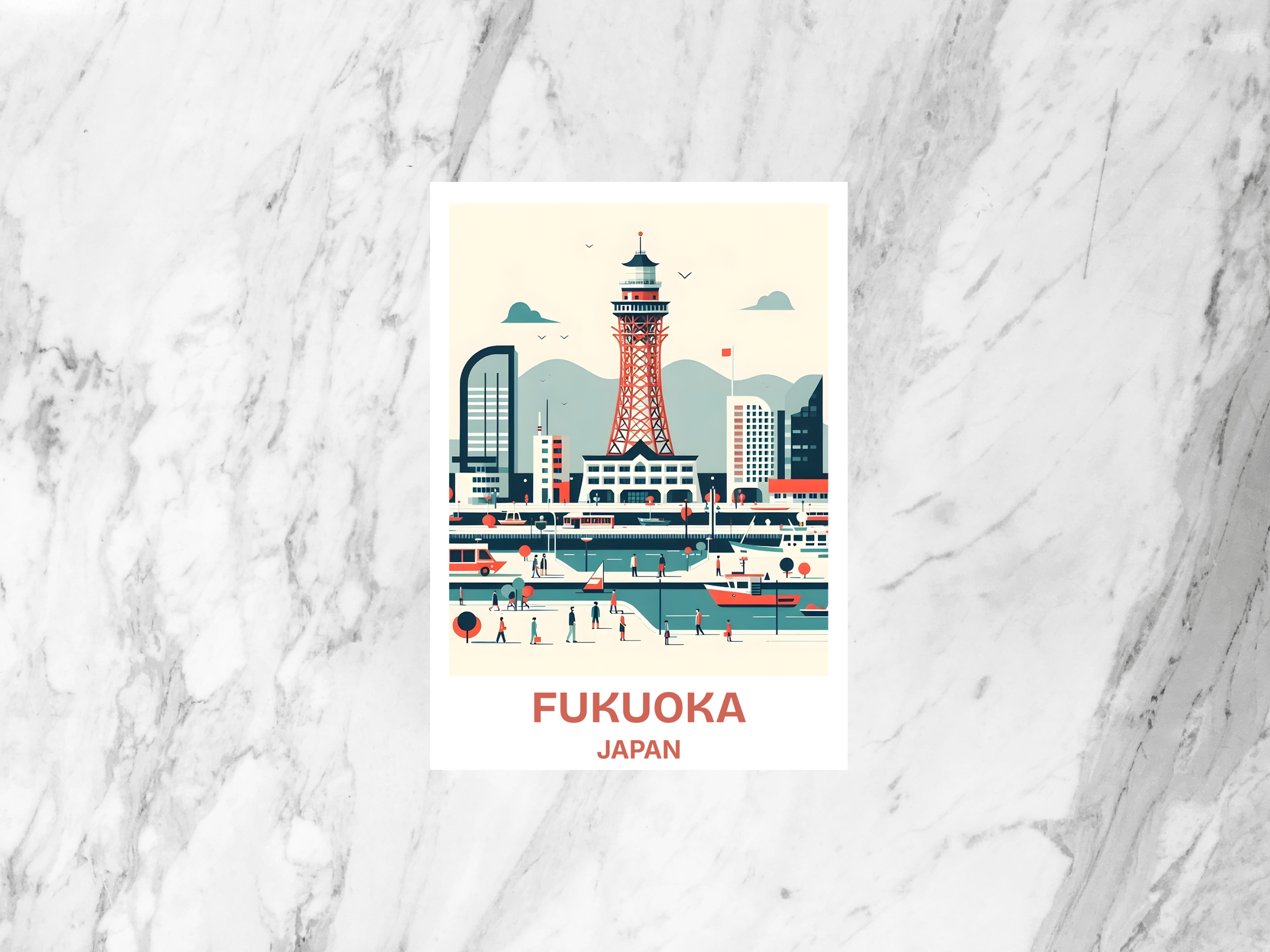 Fukuoka Postcard Japanese Holiday Handmade Postcard Asia Travel Diary Keepsake Gift for Traveler Blank Tokyo Postcard Travel Accessory