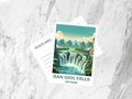 Ban Gioc Waterfalls Postcard Retro Travel Poster Vietnam Mid Century Vintage Scenic Waterfall Illustration Tourism Art Card