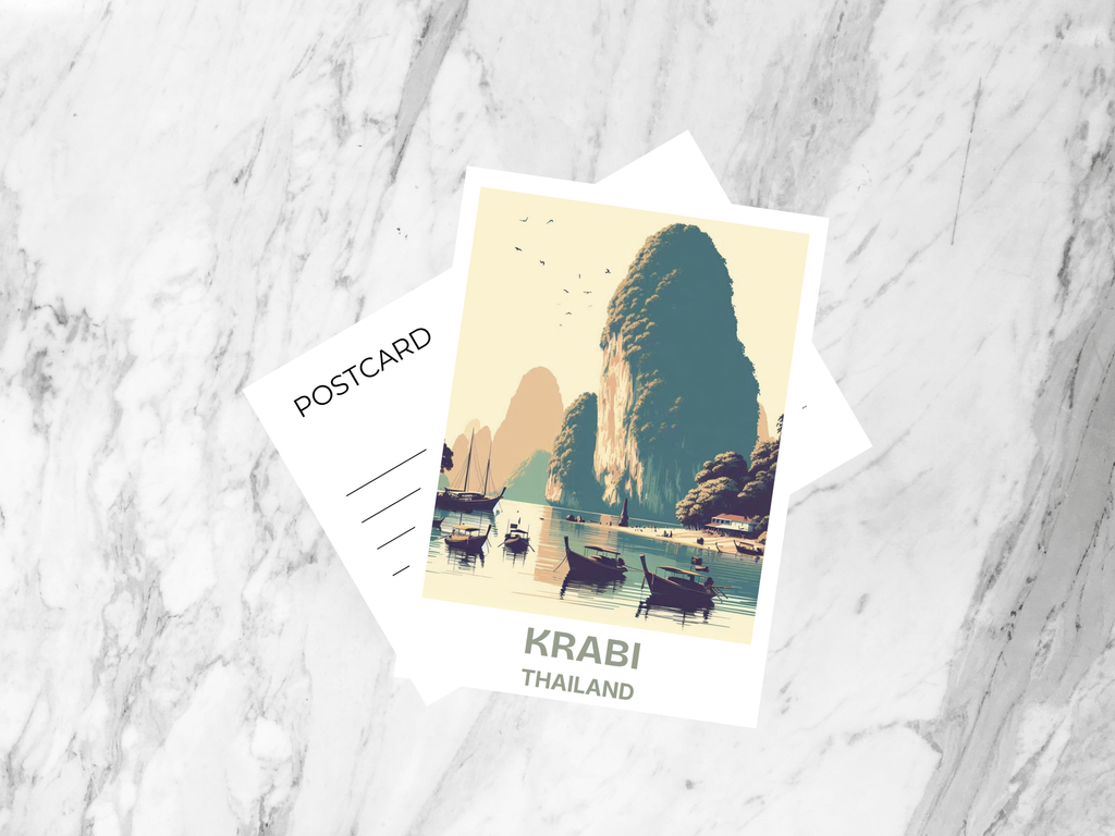 Blank Krabi Travel Postcard Thailand Holiday Memento Travel Diary Postcard Asia City Travel Postcard Summer Vacation Bookmark