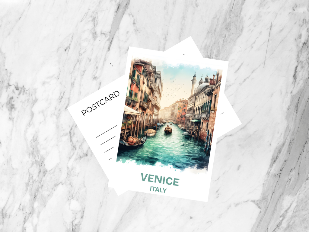 Venice Postcard Italy Holiday Handmade Travel Postcard Europe Travel Diary Keepsake Gift for Travelers Italian City Watercolor Poster Print