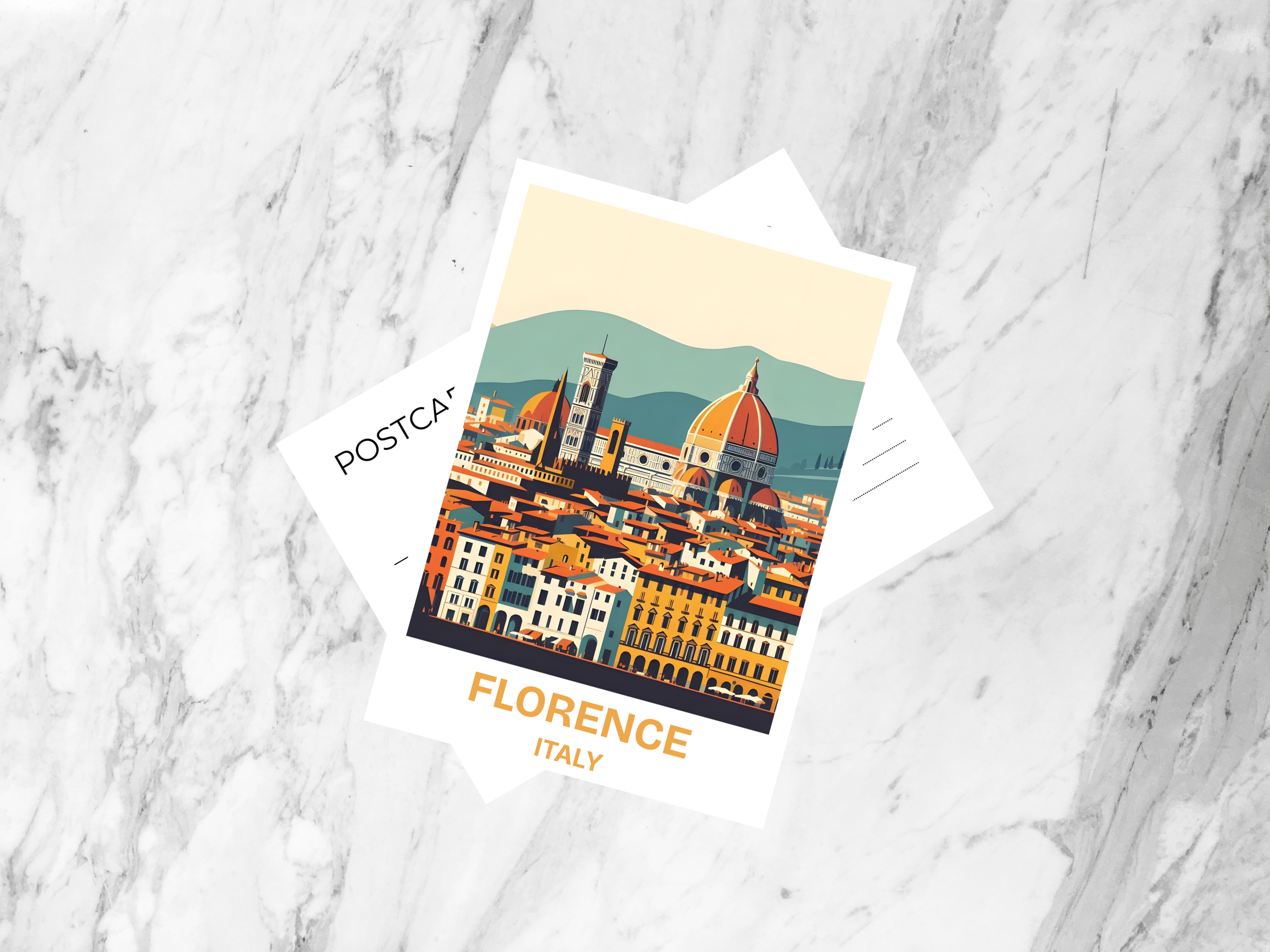 Handmade Florence Cathedral Postcard Italy Holiday Travel Diary Keepsake Gift for Travelers Custom Travel Journal Blank Art Postcards