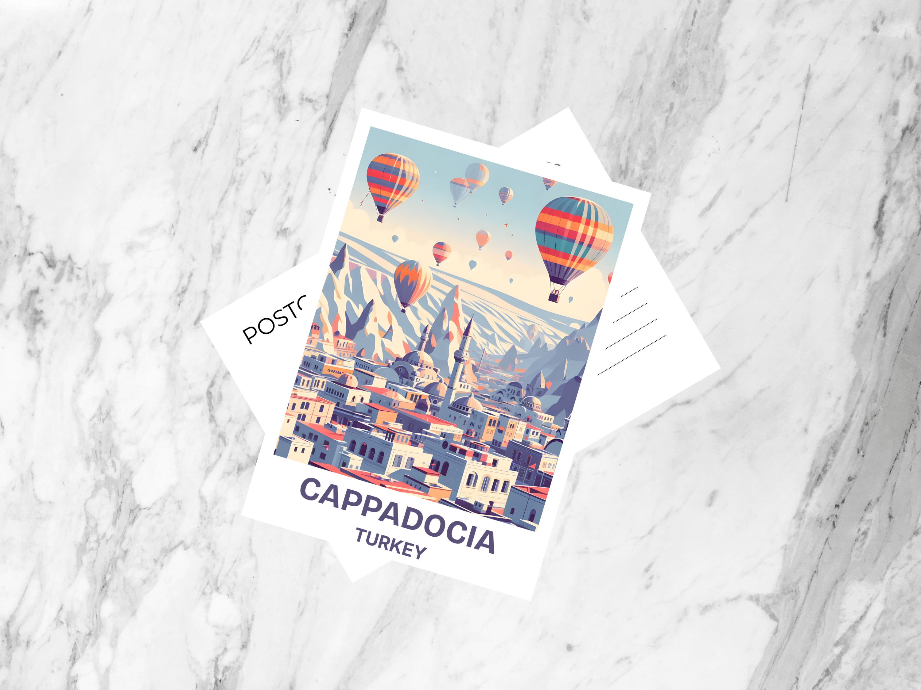 Cappadocia Holiday Postcard Blank Turkey Travel Postcards Gift for Travelers Handmade Travel Journal Keepsake Unique Hot Air Balloons Print