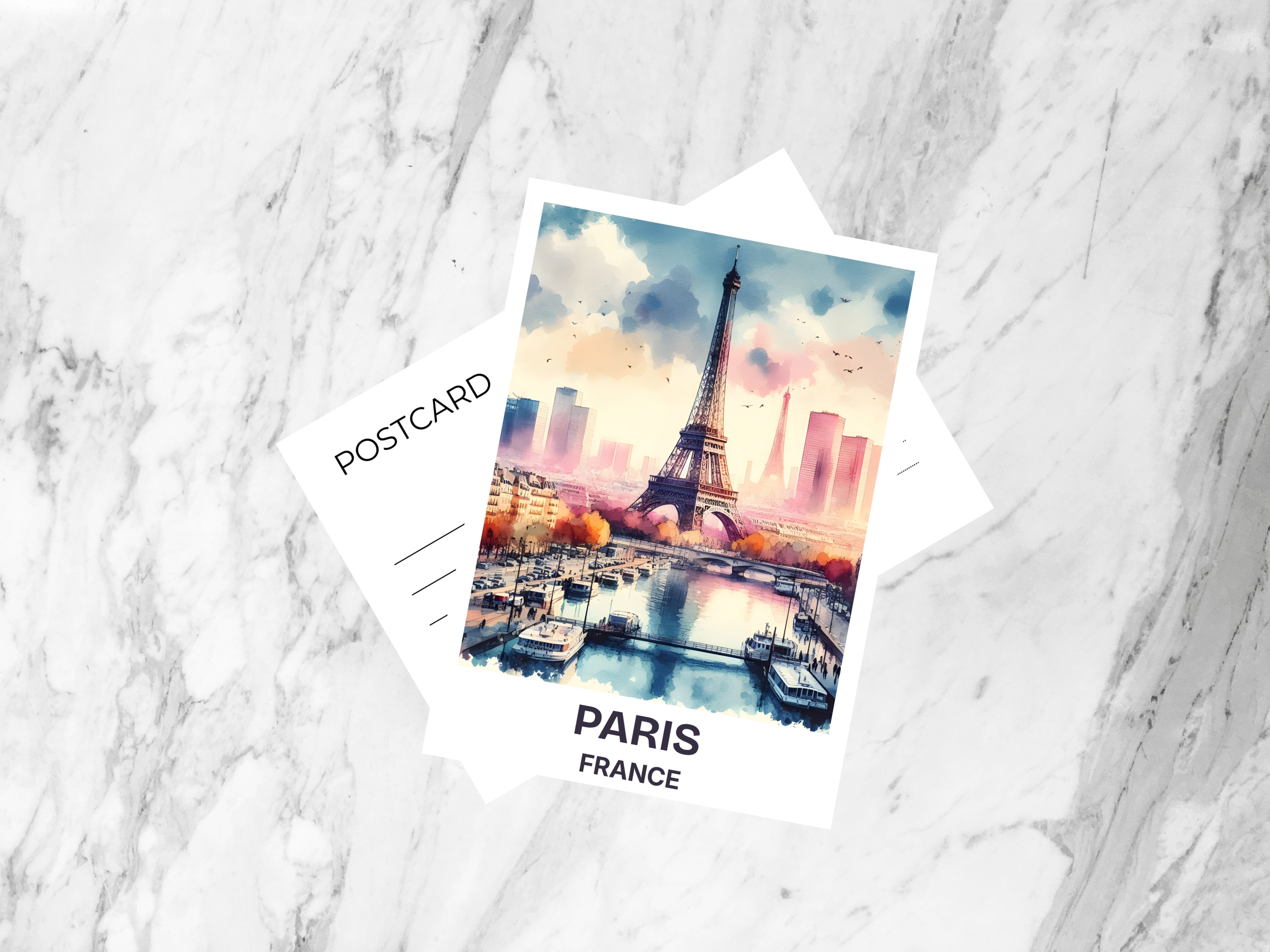 Eiffel Tower Painting Postcard France Watercolor Painting Paris Travel Planner Sticker Summer Vacation Memento Travel Stationary