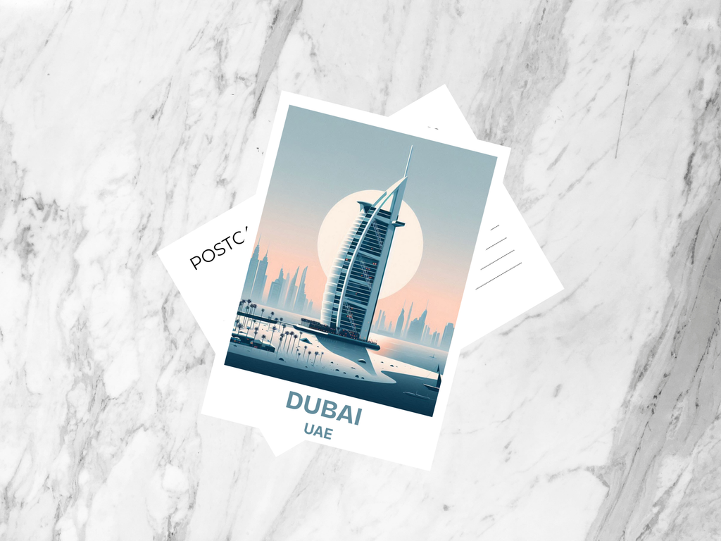 Blank Dubai Travel Postcard Asia City Portrait Postcard Summer Vacation Memento Dubai Travel Journal Holiday Keepsake Poster Print
