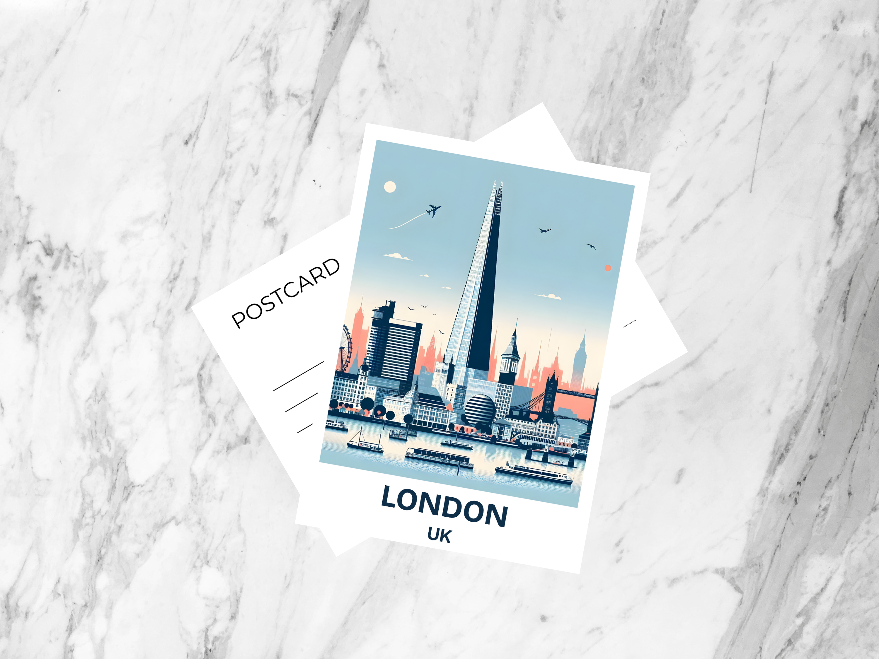Shard London Travel Postcard Keepsake Blank UK Holiday Travel Scrapbook Art Gift for Travelers Handmade London Bridge Art Postcard