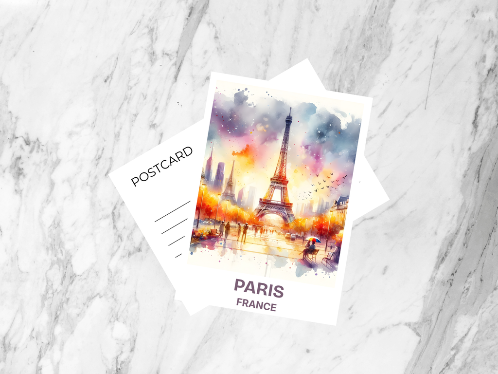 Paris Postcard France Travel Souvenir Eiffel Tower Art Card Collectible for Tourists, Romantic Gifts, and Home Decor Collectors
