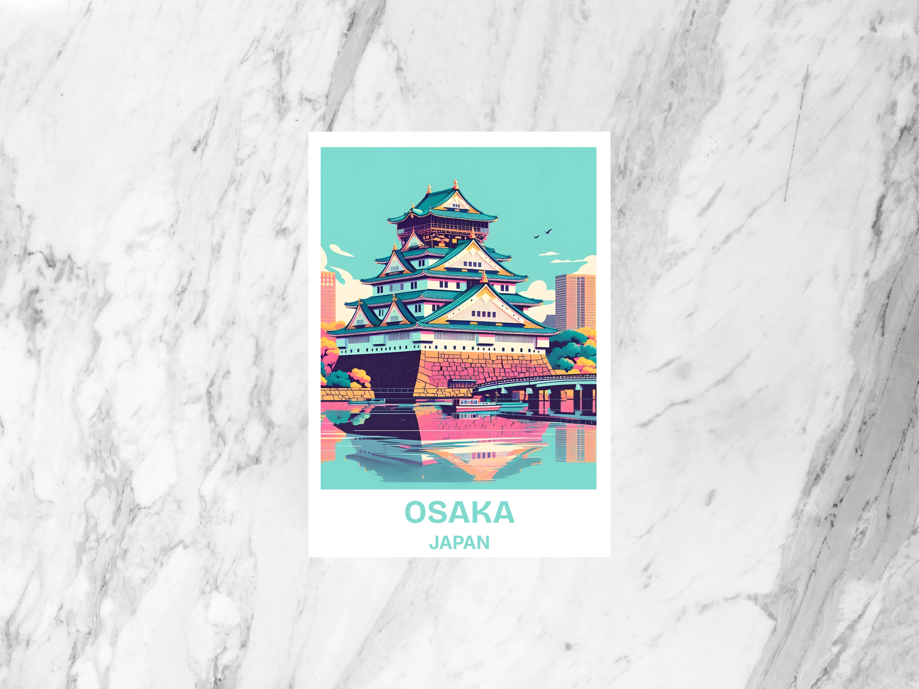 Japan Travel Postcard Osaka Castle Souvenir Japanese Landmark Art Card for Tourists Collectors and Travel Lovers