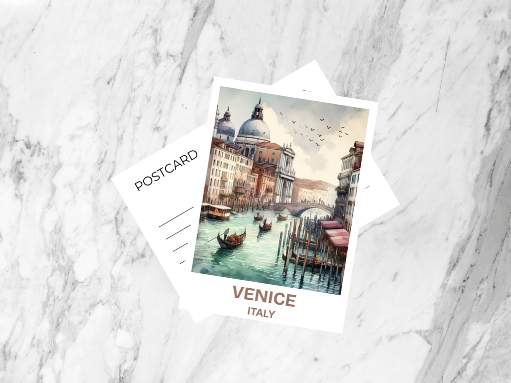 Venice Watercolor Travel Postcard Blank Italy Holiday Postcard Gift for Traveler Travel Scrapbook Postcard Print Handmade Postcards