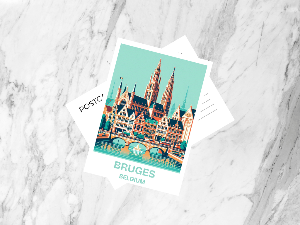Bruges Travel Postcard Travel Diary Belgium Holiday Postcard Europe City Gift for Travelers World City Travel Keepsake for Travel Album