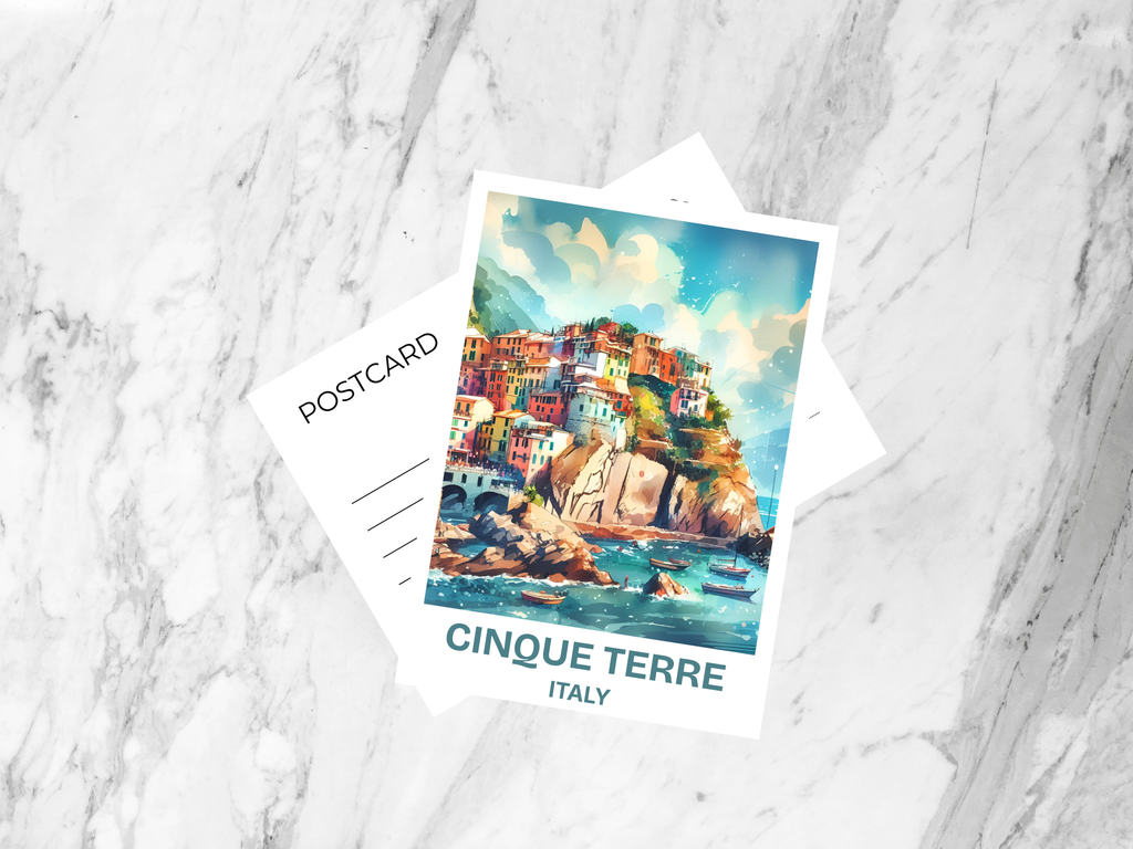 Cinque Terre Watercolor Travel Postcard Blank Italian Holiday Postcard Gift for Traveler Travel Scrapbook Postcard Print Handmade Postcards