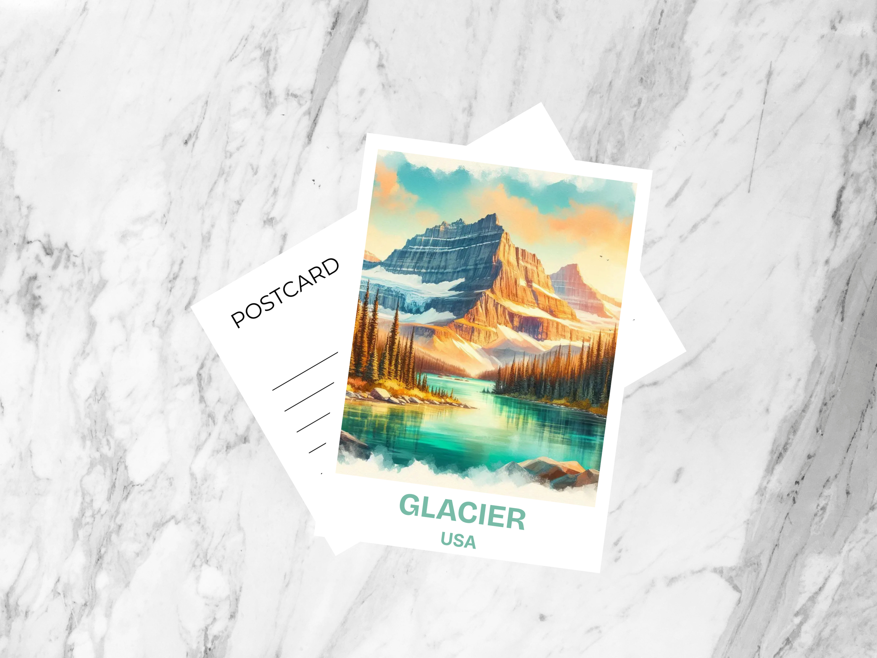 Glacier National Park Postcard Watercolor Montana Art Matte or Gloss Scenic Card USA Park Lover Gift Hiking Enthusiast Keepsake