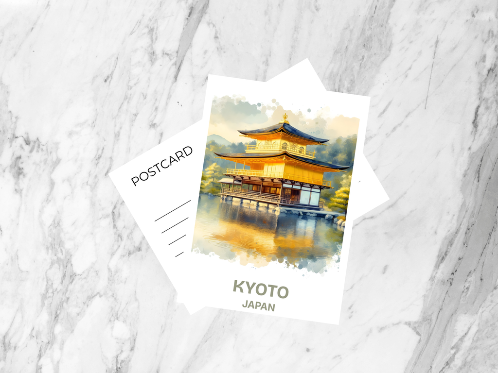 Blank Kyoto Travel Postcard Japanese Shrine Holiday Keepsake Gift for Traveler Cute Watercolor Postcard Prints Travel Scrapbook Bookmark