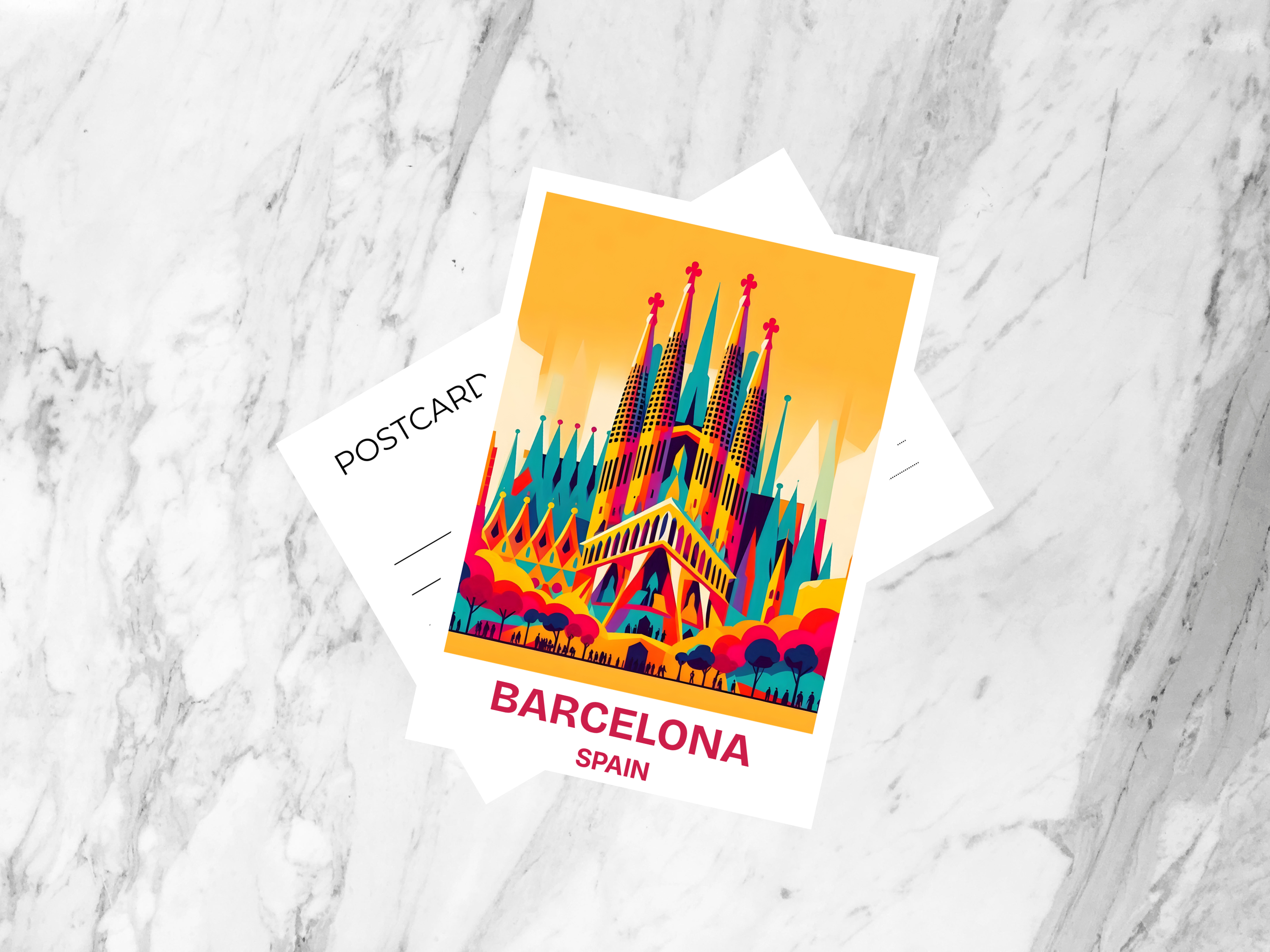 Barcelona Postcard Spain Holiday Travel Postcard Blank Travel Diary Keepsake Gift for Travelers Sagrada Familia Poster Print