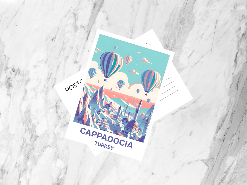 Turkey Travel Postcard Blank Cappadocia Holiday Travel Scrapbook Keepsake Gift for Travelers Custom Handmade Pastel Postcards