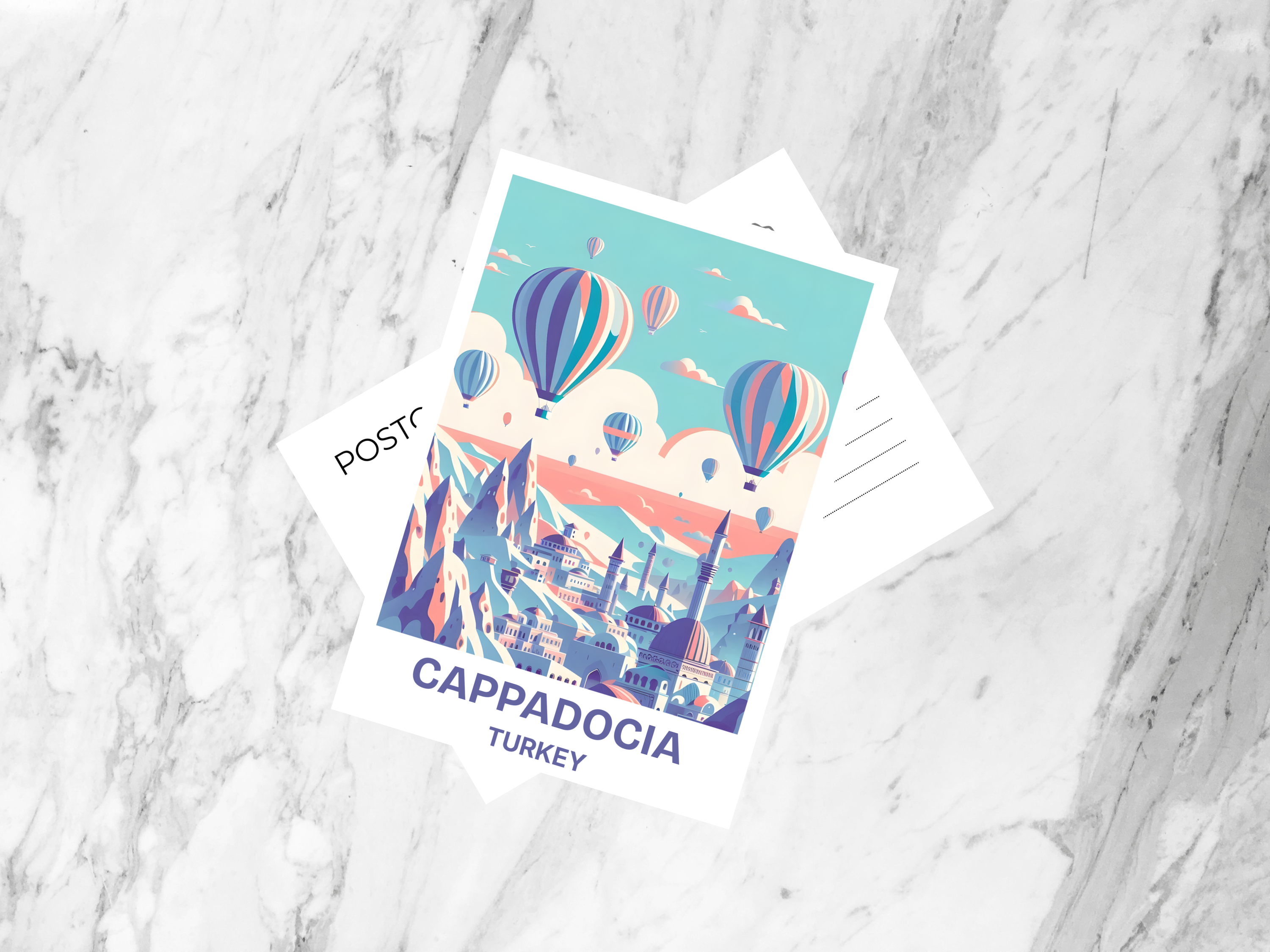 Turkey Travel Postcard Blank Cappadocia Holiday Travel Scrapbook Keepsake Gift for Travelers Custom Handmade Pastel Postcards