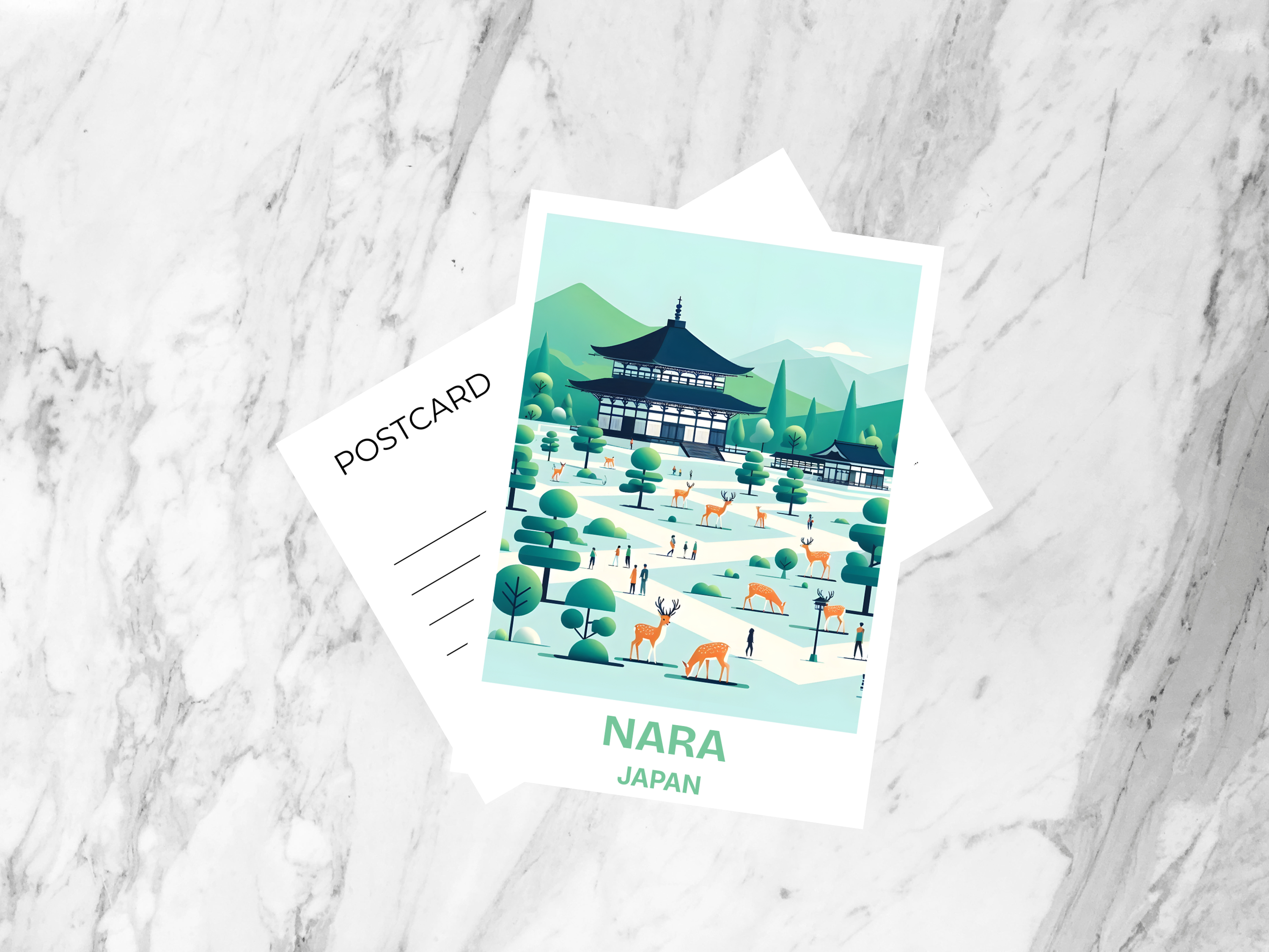 Nara Travel Postcard Japanese Deer Park Holiday Postcard Print Blank Travel Postcard Gift for Travelers Kyoto Travel Diary Keepsake