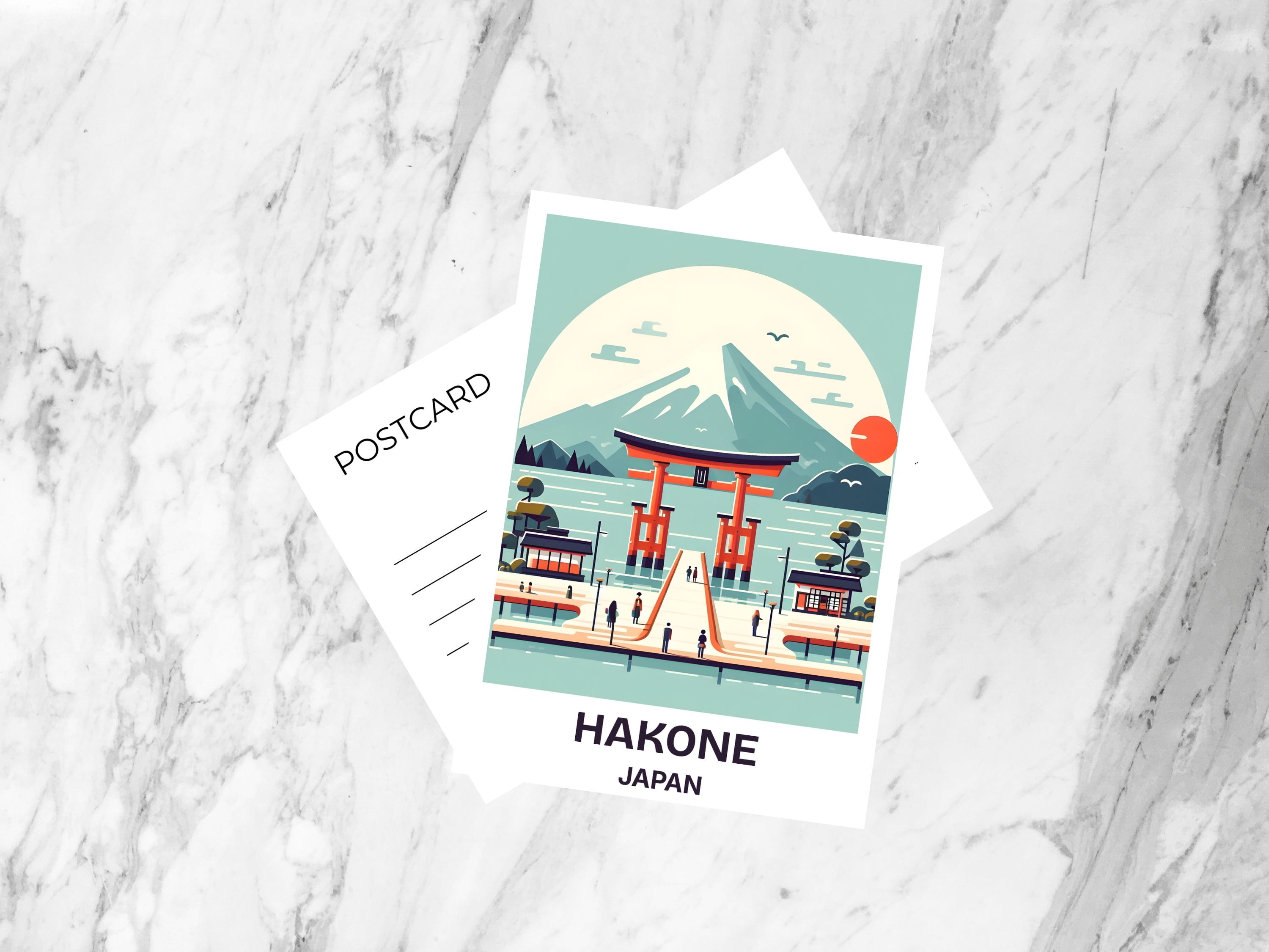 Blank Hakone Holiday Postcard Handmade Japanese City Travel Postcard Travel Diary Keepsake Gift for Travelers Minimalist Japan Postcard