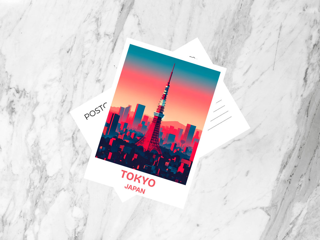 Tokyo Travel Postcard Japan Holiday Blank Postcard Gift for Traveler Asia City Travel Diary Keepsake Tokyo Tower Travel Poster Print
