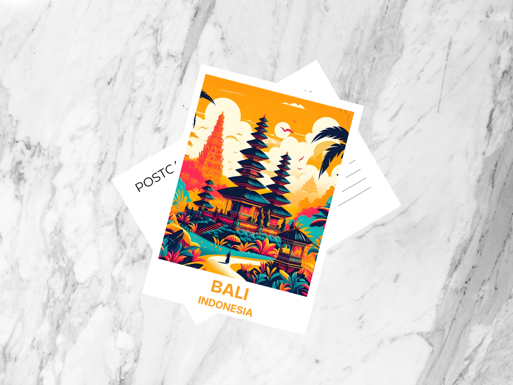 Blank Bali Holiday Postcard Indonesia Travel Diary Gift for Travelers Handmade Custom Book Postcards Asia Travel Scrapbook Keepsake