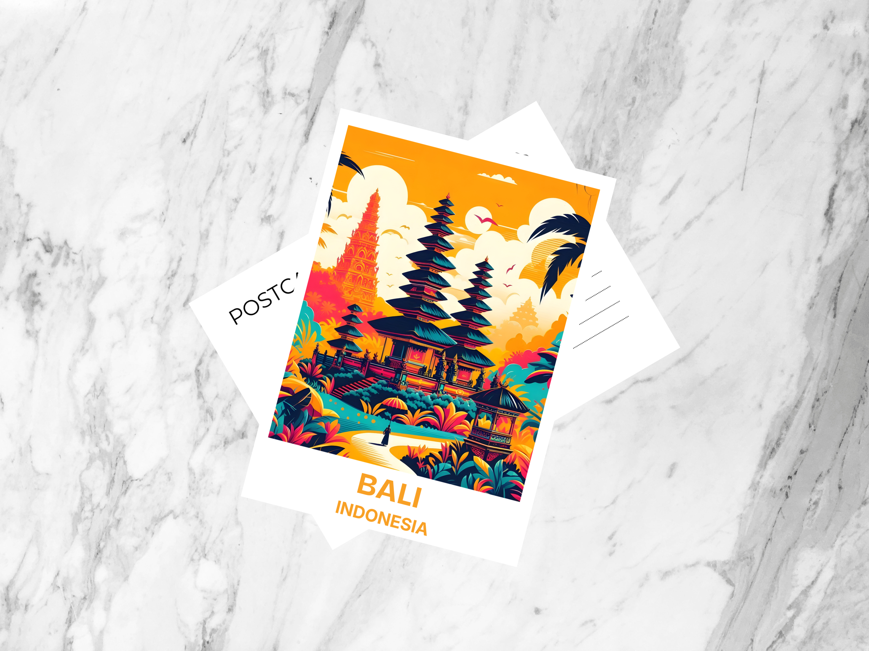Blank Bali Holiday Postcard Indonesia Travel Diary Gift for Travelers Handmade Custom Book Postcards Asia Travel Scrapbook Keepsake