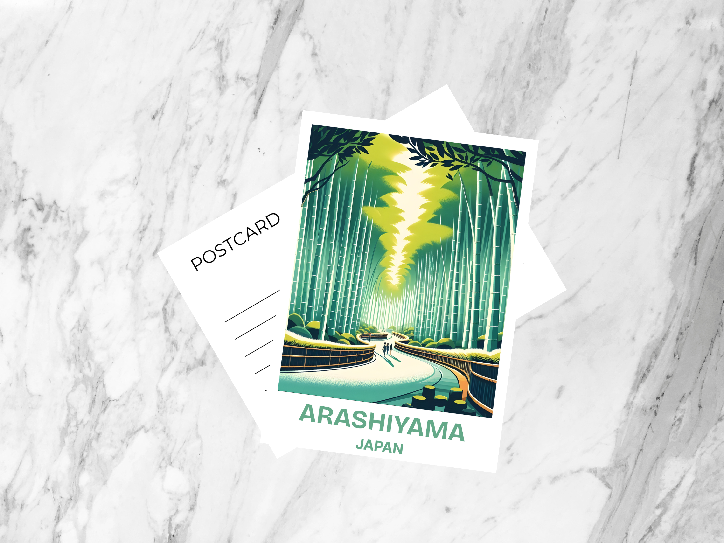 Handmade Arashiyama Bamboo Forest Travel Postcard Cute Japanese City Postcard Print Custom Blank Summer Vacation Travel Keepsake Gift