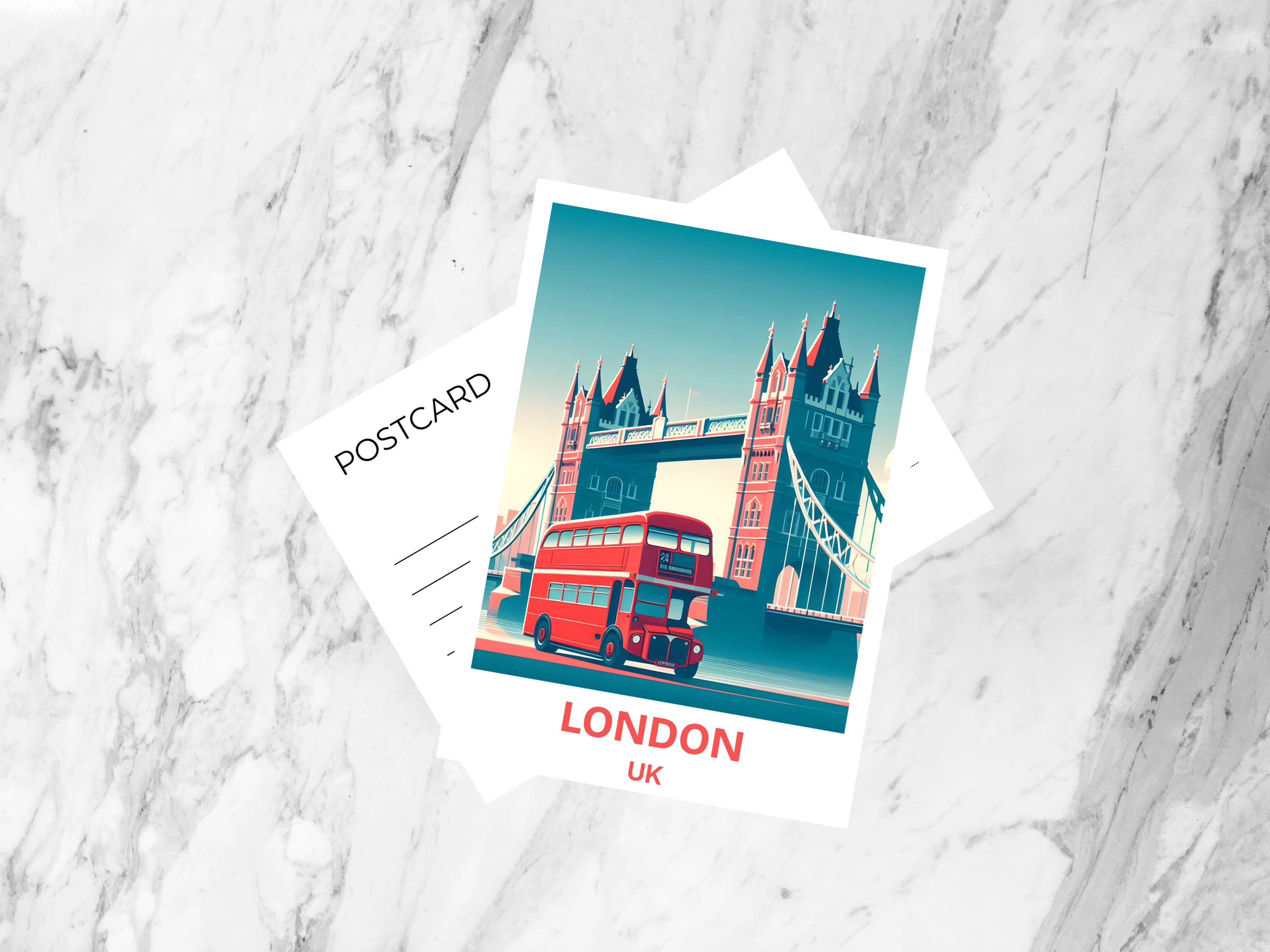 Handmade London Travel Postcard Blank UK Holiday Postcard Print Travel Scrapbook Keepsake Gift for Traveler Cute Vintage Postcards