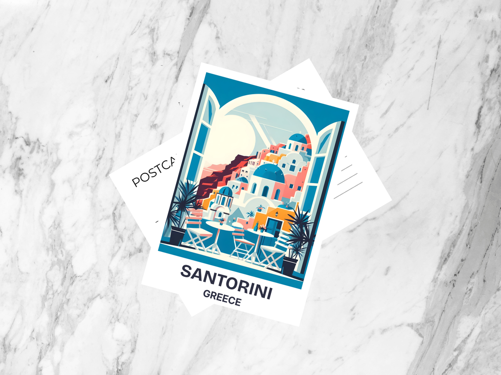 Santorini Postcard Greece Holiday Blank Travel Postcards Europe Travel Scrapbook Poster Print Gift for Travelers Custom Handmade Postcard