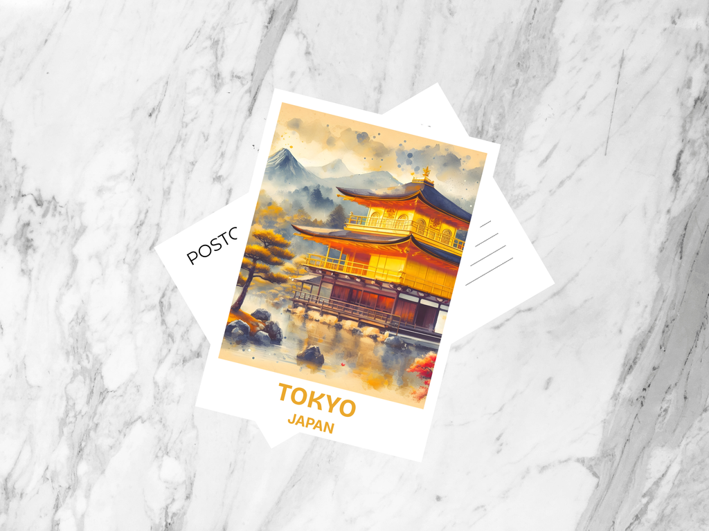 Tokyo Golden Temple Watercolor Travel Postcard Japanese City Travel Diary Gift for Travelers Japan Holiday Postcard Blank Book Postcards