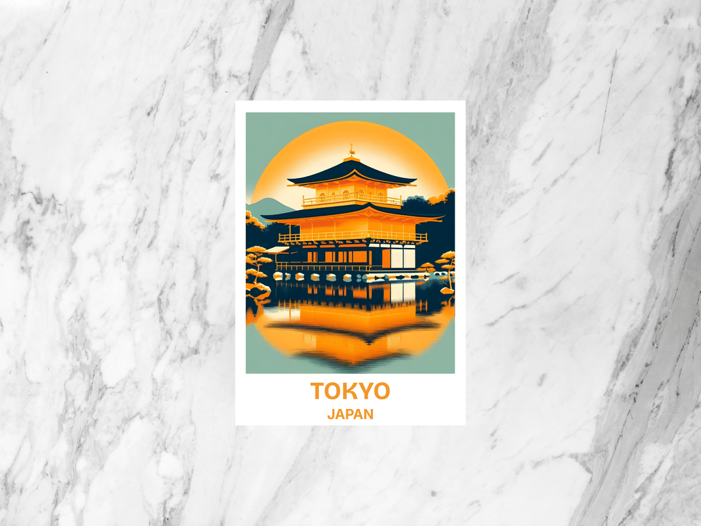 Kyoto Temple Postcard Kinkaku-ji Golden Pavilion Travel Souvenir Japanese Temple Illustration Artwork Keepsake Asia Landmark Gift
