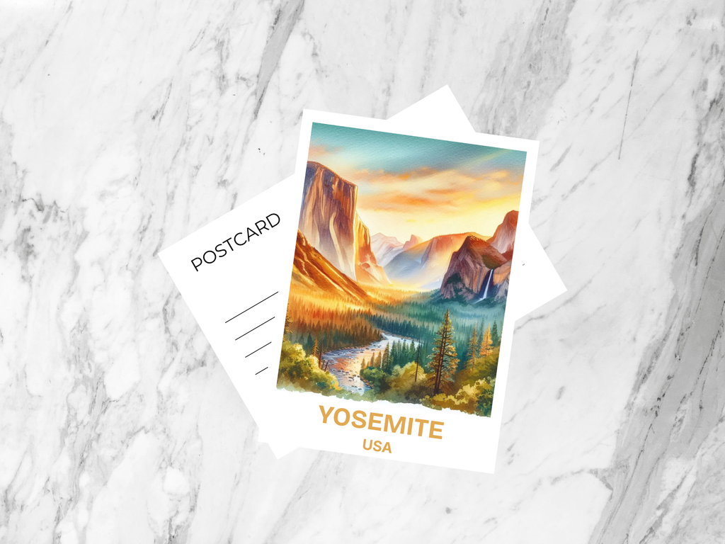 Yosemite National Park Postcard Watercolor California Landscape Matte or Gloss Scenic Mountain Lover Gift USA Park Souvenir