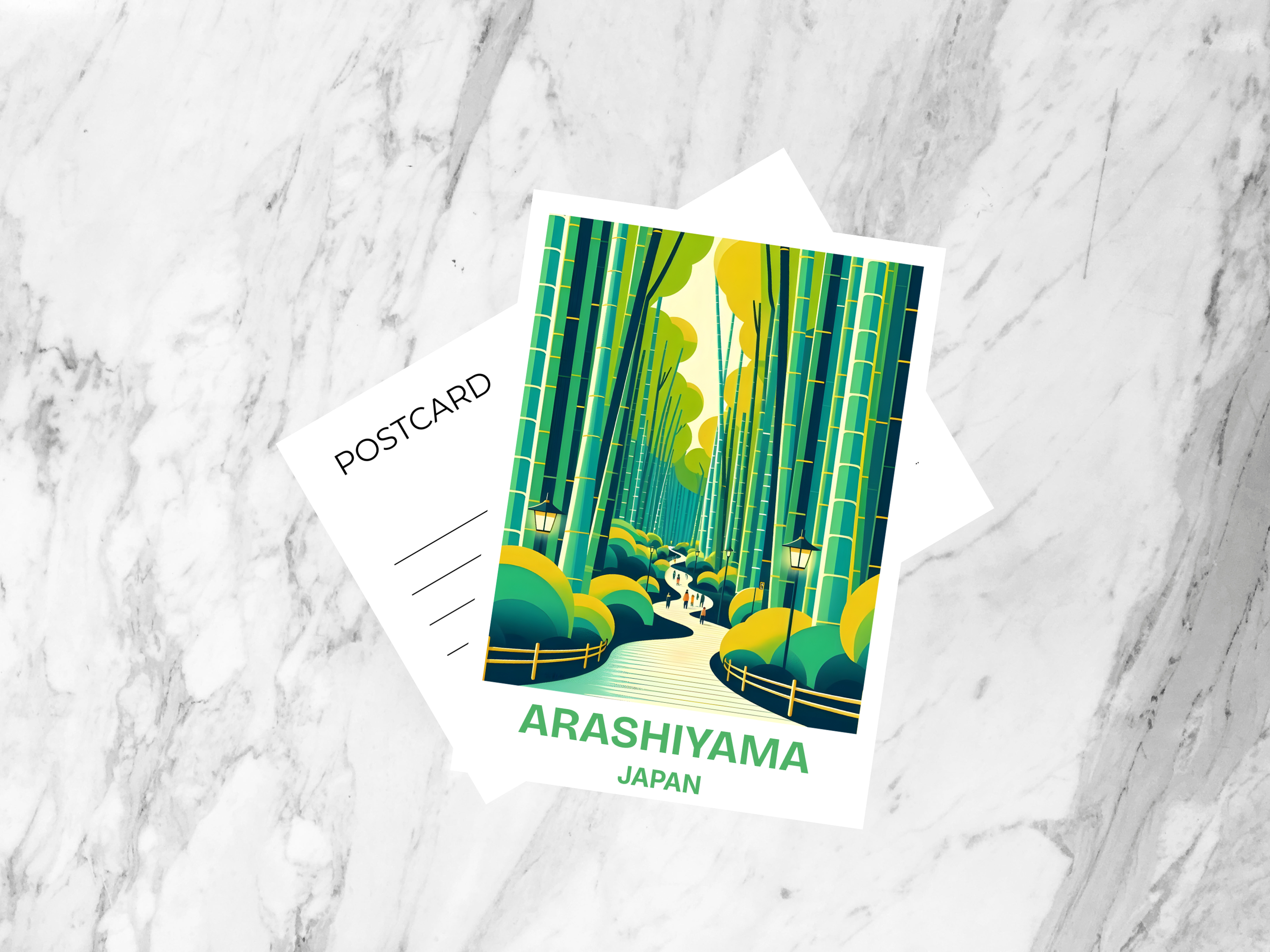 Arashiyama Bamboo Forest Postcard Kyoto Travel Souvenir Japan Nature Postcard Kyoto Travel Postcard Asia Travel Gift Nature Illustration