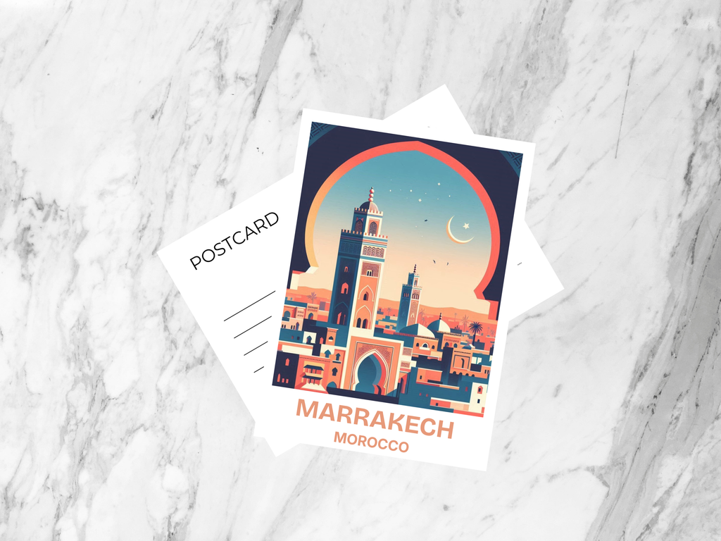 Marrakech Postcard Blank Morocco Holiday Postcard Print Gift for Traveler Travel Scrapbook Vintage Postcards Handmade Africa Postcard
