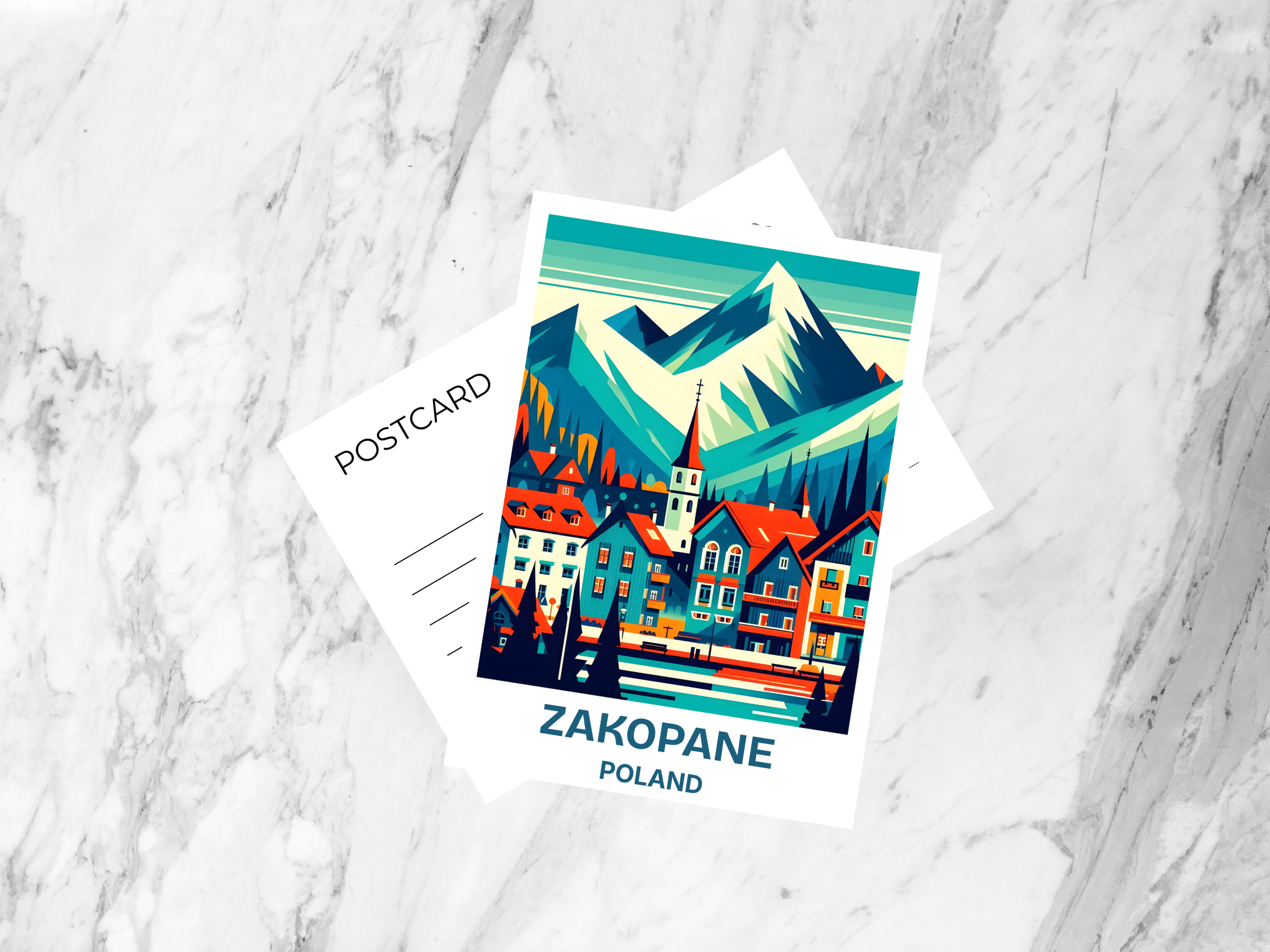 Zakopane Travel Postcard Poland Blank Holiday Postcard Gift for Traveler Europe City Travel Diary Keepsake  East Europe Travel Poster Print