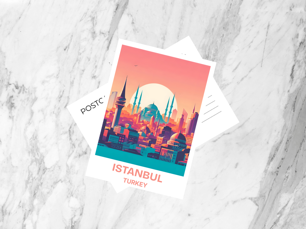 Istanbul Travel Postcard Turkey Summer Vacation Scrapbook Holiday Planner Keepsake Portrait Postcard Europe City Travel Postcard