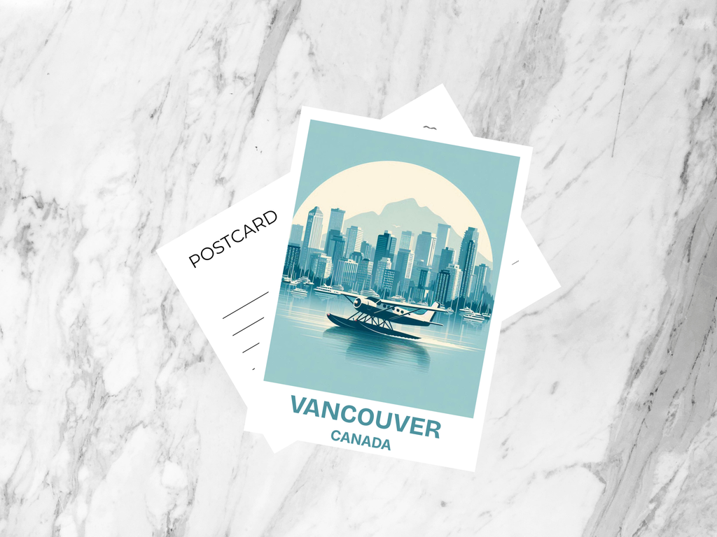 Handmade Canada Travel Postcard Gift for Traveler Vancouver Postcard Print Summer Vacation Keepsake Travel Scrapbook Accessory