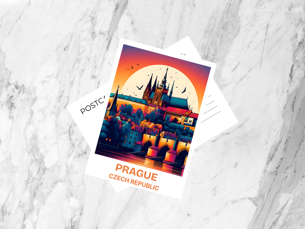 Prague Summer Holiday Postcard Czechia Castle Travel Postcard Blank Vintage Art Poster Print Postcards Custom Travel Scrapbook Keepsake
