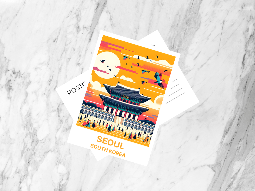 Seoul Postcard South Korea Travel Watercolor Souvenir Card Asia Travel Landmark Card Gyeonbokgung Palace Wall Art Gift
