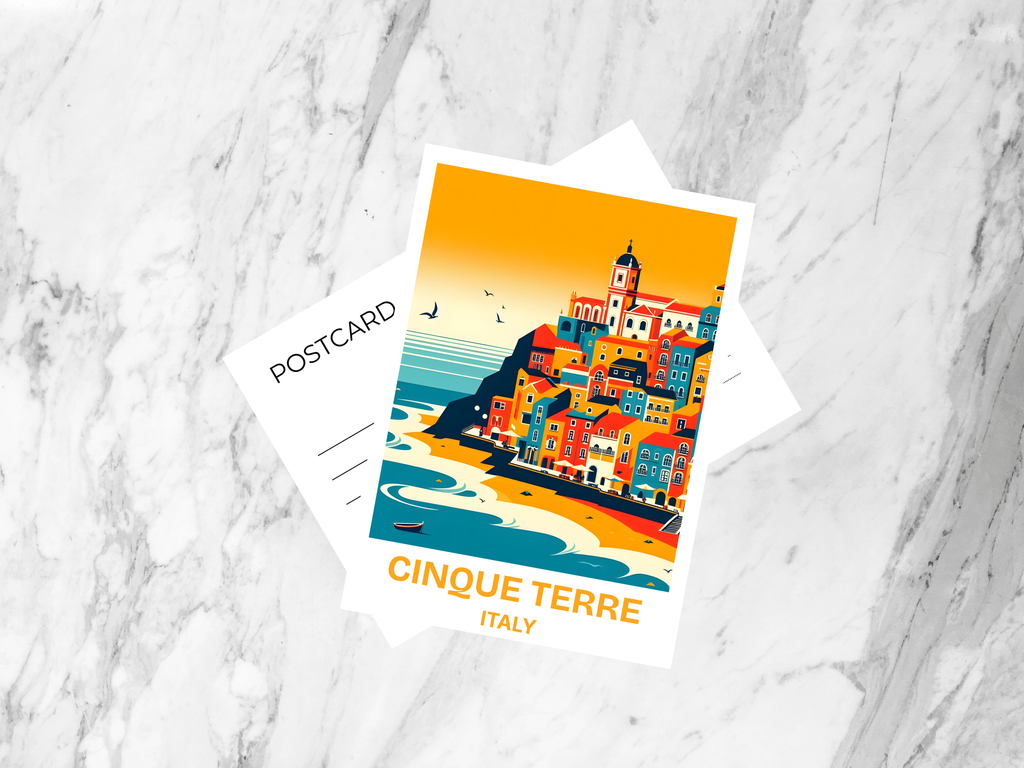 Cute Italy Travel Postcard Blank Cinque Terre Holiday Postcard Gift for Traveler Travel Diary Keepsake Travel Journal Postcard Print