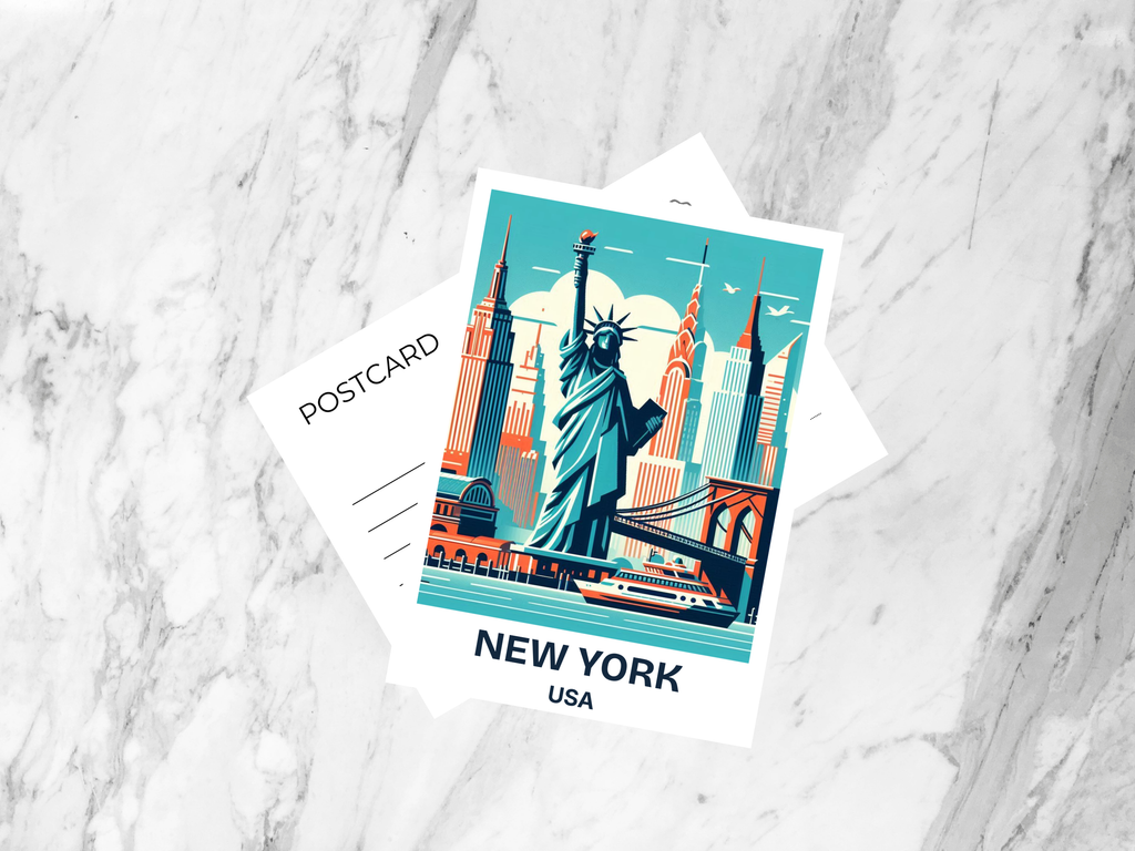 New York Travel Postcard Blank USA Holiday Keepsake Gift for Traveler Custom Vintage Art Postcard Prints Statue of Liberty Print