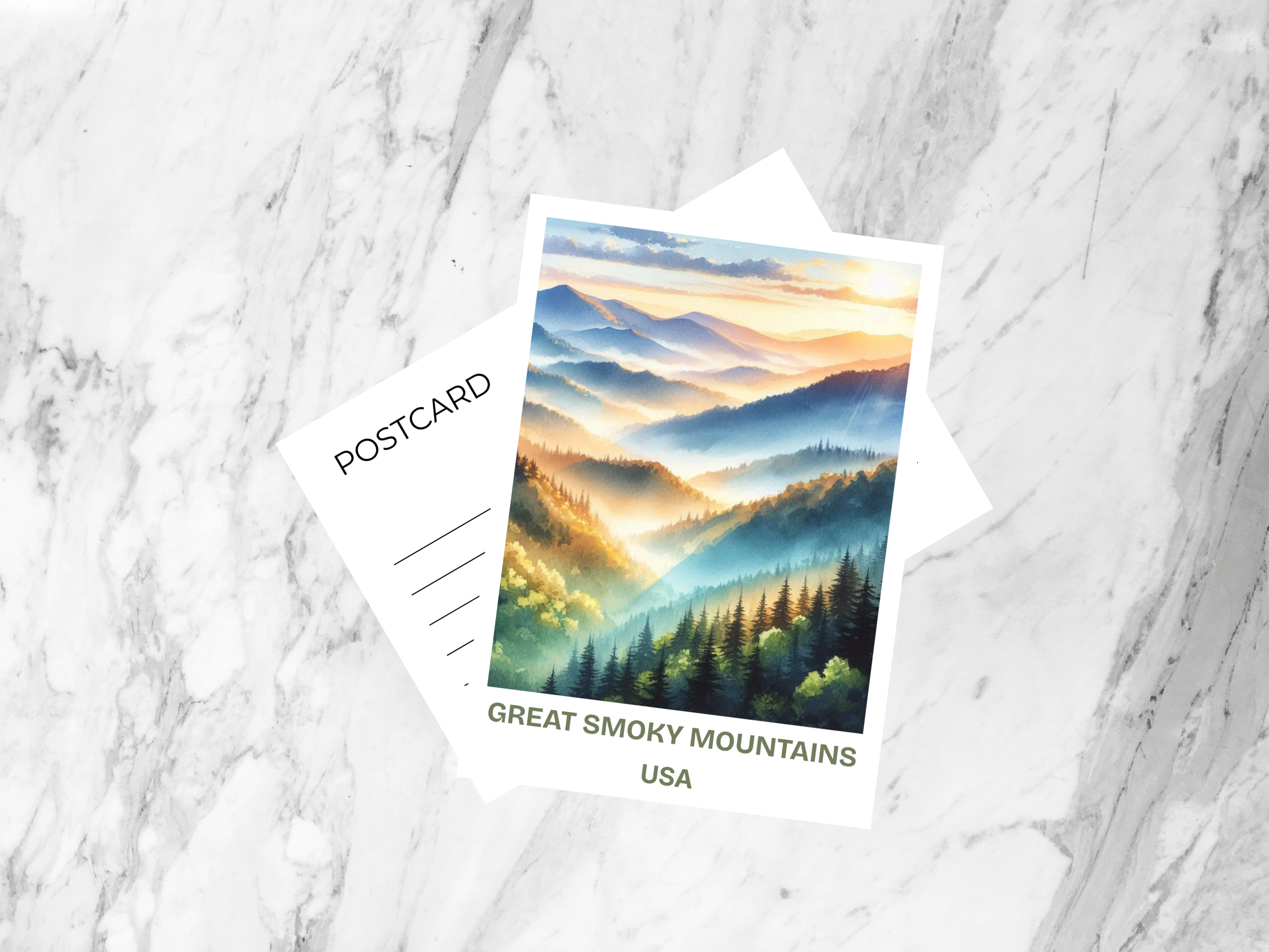 Great Smoky Mountains National Park Postcard Watercolor Landscape Matte or Gloss Printed Keepsake North Carolina Collectible Art