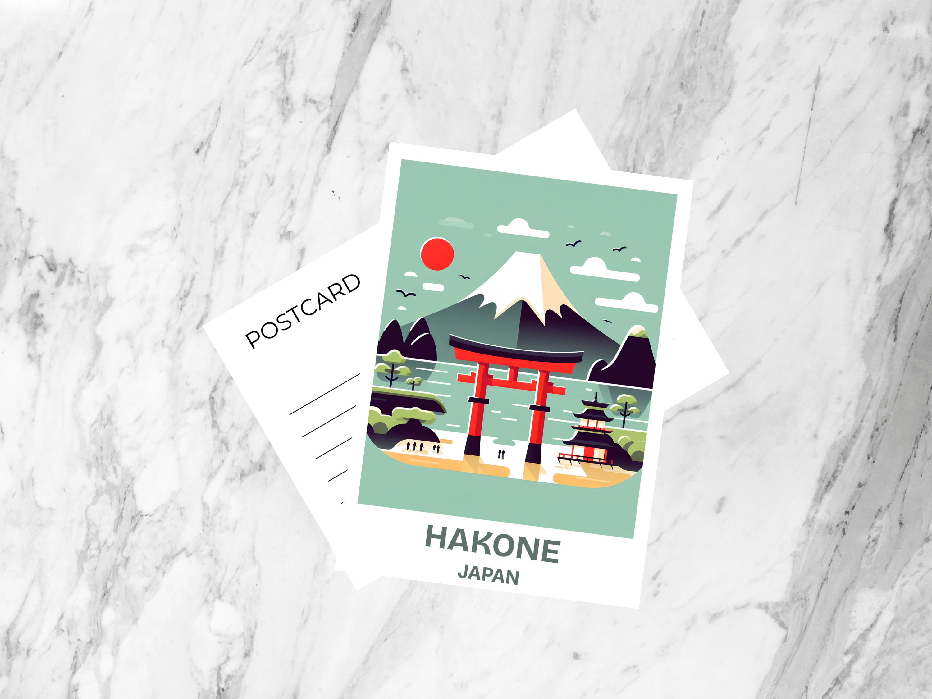 Japanese City Travel Postcard Blank Hakone Holiday Postcard Gift for Traveler Mt Fuji Travel Scrapbook Postcard Print Handmade Postcards