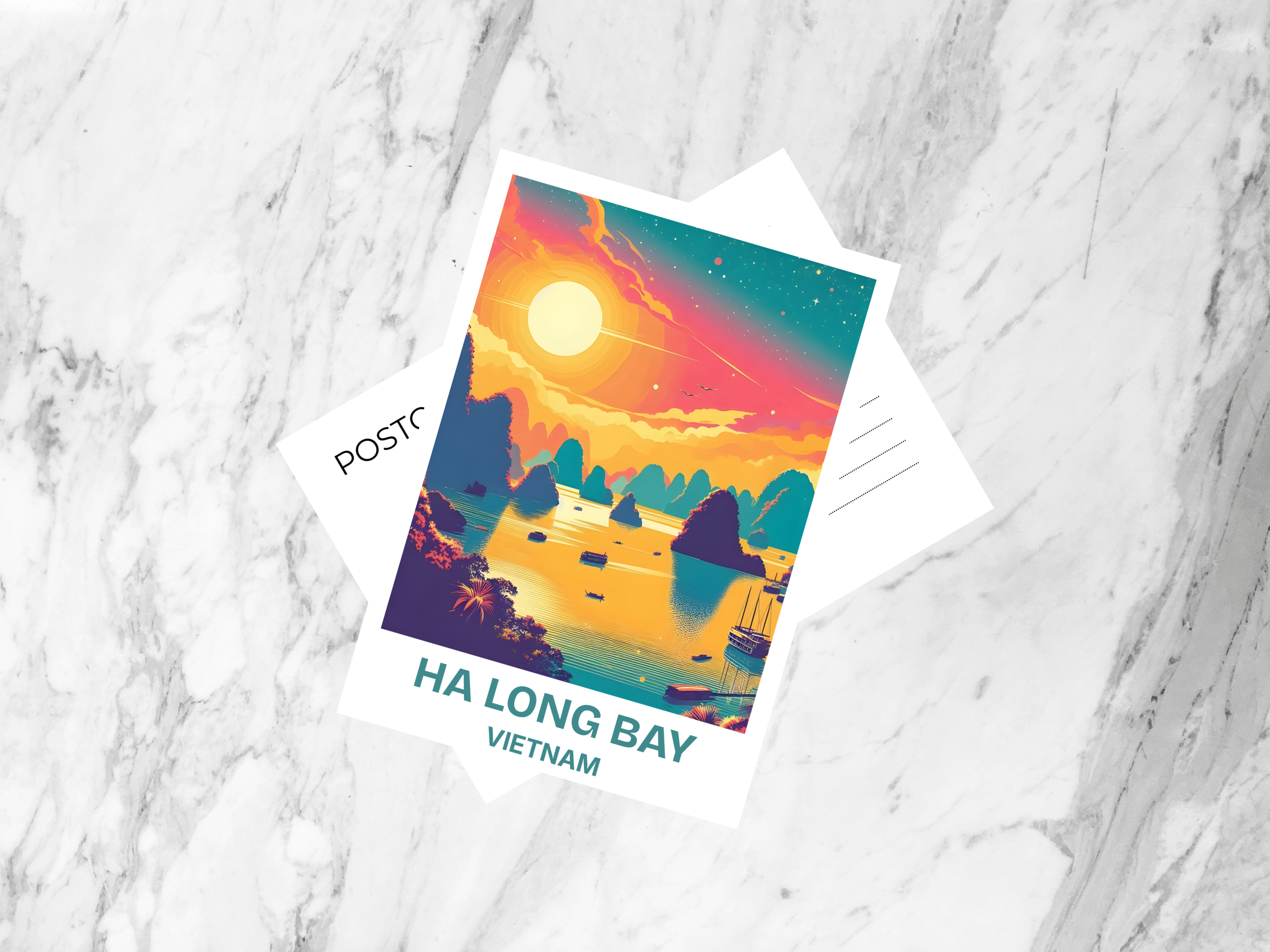 Vietnam Travel Postcard Ha Long Bay Travel Art Asia Travel Scrapbook Gift for Travelers South East Asia Holiday Postcards Asia Travel Diary