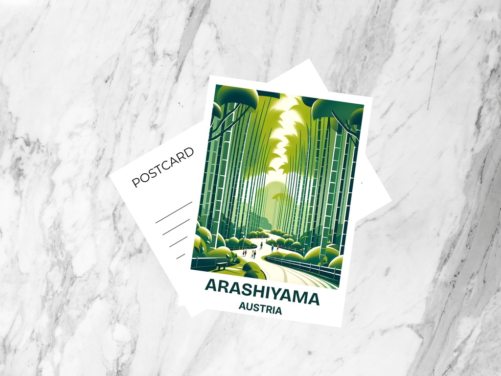 Japan Nature Postcard Arashiyama Bamboo Forest Illustration Kyoto Japan Scenic Travel Card Japanese Travel Souvenir Keepsake Gift